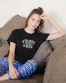 Shop Young & Wild Printed Boyfriend T-Shirt Black-Front