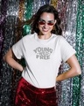 Shop Young & Wild Printed Boyfriend T-Shirt White-Front
