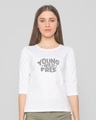 Shop Young & Wild Round Neck 3/4 Sleeve T-Shirt White-Front