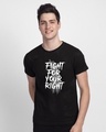 Shop Your Right Half Sleeve T-Shirt Black-Front