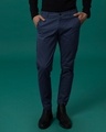 Shop Zaffre Blue Slim Fit Cotton Chino Pants-Design