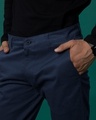 Shop Zaffre Blue Slim Fit Cotton Chino Pants