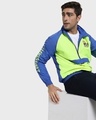 Shop Men's Blue & Green Zero Gravity Color Block Windcheater Jacket-Front