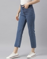 Shop Women's Blue Cotton Mom Fit Clean Look Jeans-Full