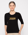 Shop Ziddi Round Neck 3/4th Sleeve T-Shirt-Front