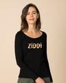 Shop Ziddi Scoop Neck Full Sleeve T-Shirt-Front