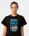 Shop Zindagi Badi Honi Chahiye Boyfriend T-Shirt-Front