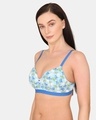 Shop Asymmetric Print Padded Non Wired 3/4th Coverage T Shirt Bra   Crystal Blue-Design