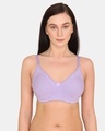 Shop Beautiful Basics Double Layered Non Wired 3/4th Coverage T Shirt Bra   Violet Tulip-Front