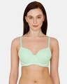 Shop Beautiful Basics Padded Regular Wired 3/4th Coverage T Shirt Bra   Green Ash-Front