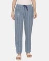 Shop Women's Medieval Blue Jigsaw Jungle Knit Cotton Pyjamas-Front