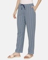 Shop Women's Medieval Blue Jigsaw Jungle Knit Cotton Pyjamas-Design