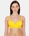 Shop Mid Fashion Padded Regular Wired 3/4th Coverage T Shirt Bra   Lemon-Front