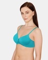 Shop Padded Non Wired 3/4th Coverage T Shirt Bra   Peacock Blue-Design