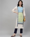 Shop Women's Navy Blue Color Screen Print Straight Kurta-Front