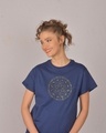 Shop Zodiac Signs Gold Print Boyfriend T-Shirt-Front