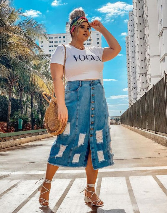 jean skirt outfits plus size