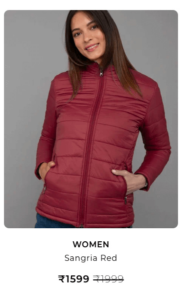 Red Plain Puffer Winter Jackets for Women