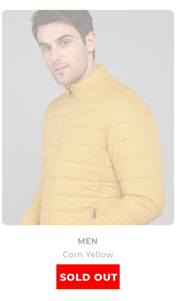 Yellow Plain Puffer Winter Jackets for Men