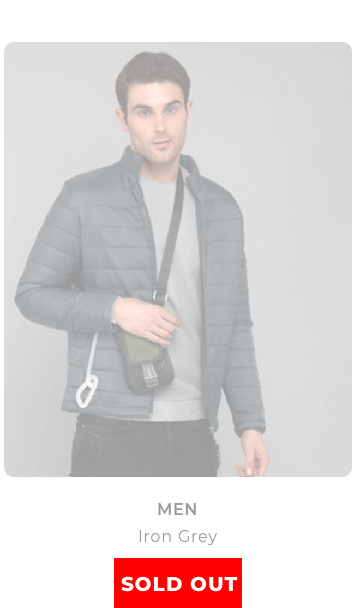 Grey Plain Puffer Winter Jackets for Men