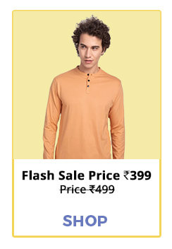 Apricot Orange Full Sleeve Henley T-Shirt