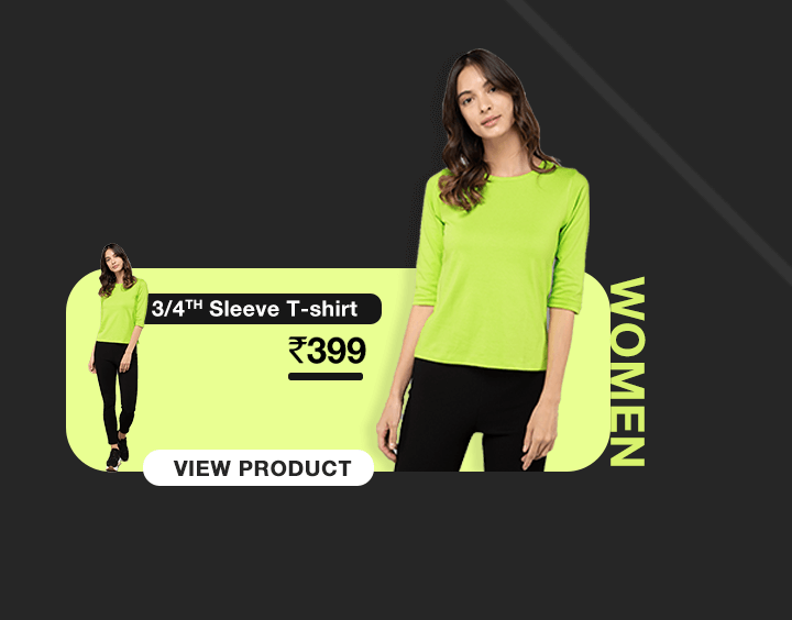 Neon Green 3/4 Sleeve T-Shirts for Women