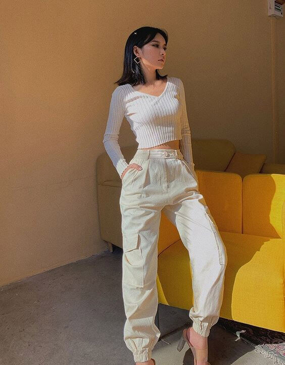 White Cargo pants for Women