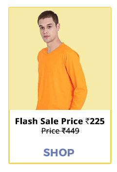 Neon Orange V-Neck Full Sleeve T-Shirt