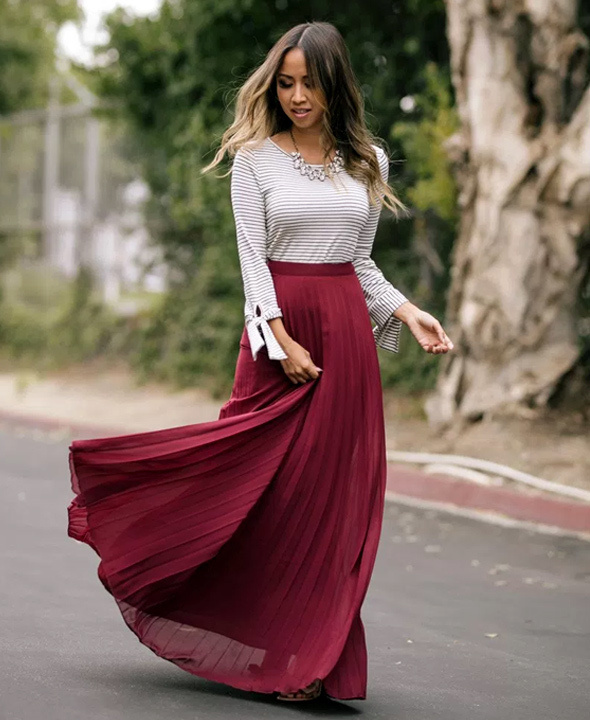 long skirt and shirt outfit