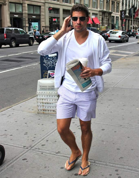 White t shop shirt and shorts