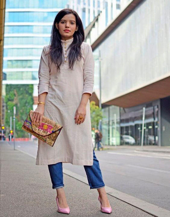 stylish girl in jeans top