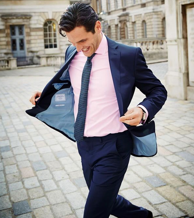 Pink shirt store formal outfit