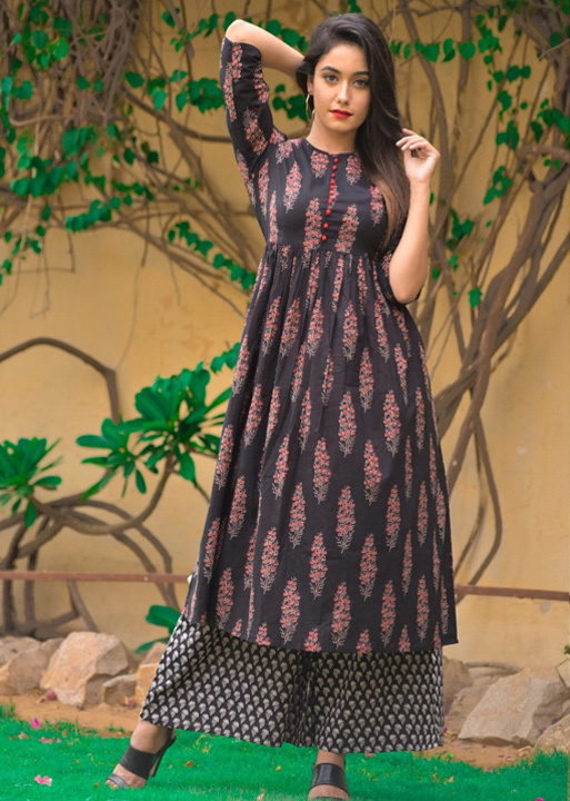 Buy Dark Blue Cotton Readymade kurti with Palazzo Pants Online  2210 from  ShopClues