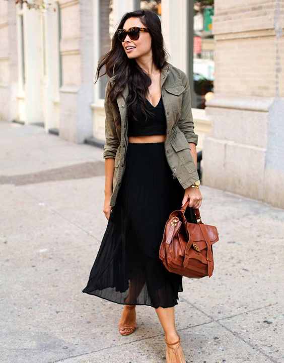 crop top and long skirt dress