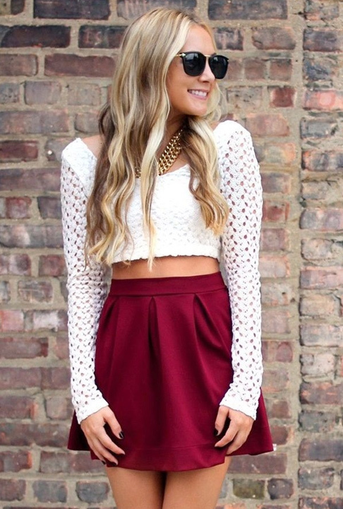 Crop Top And Skirt Pic