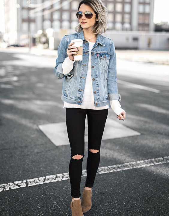 casual outfits with denim jacket