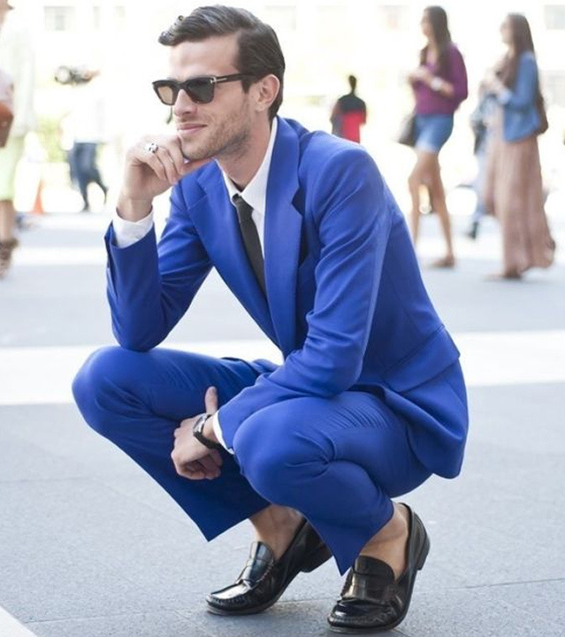 Blue Suit Black Shoes Combination