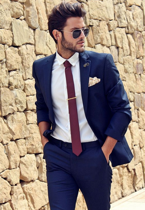 Blue Suit Red Tie Combination