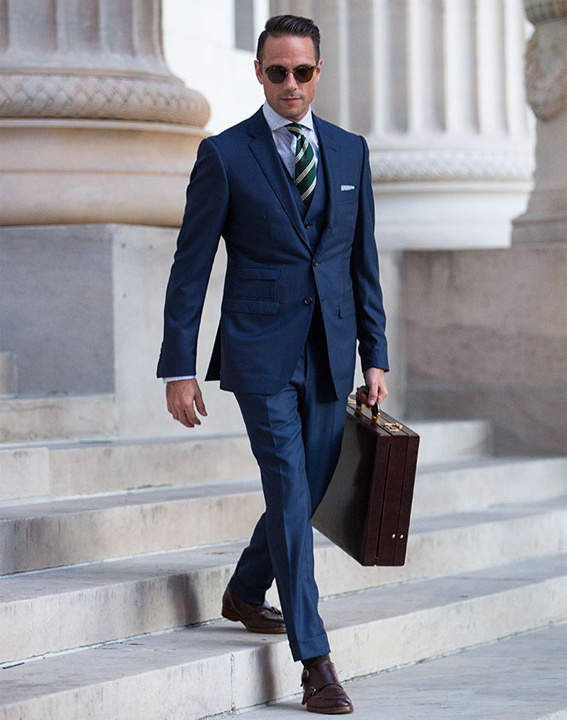 Navy Blue suit and Crisp White Shirt