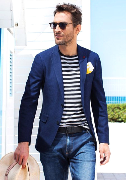 Blue coat shop with shirt