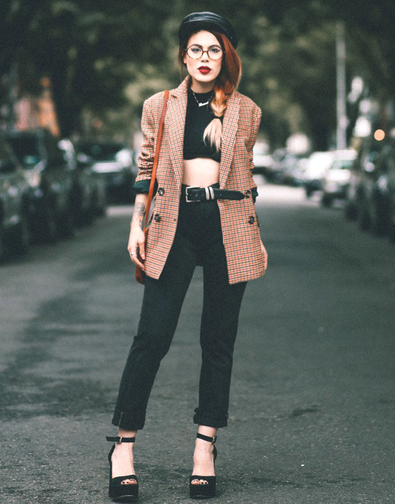 Crop top with high waist jeans and a blazer - Bewakoo Blog