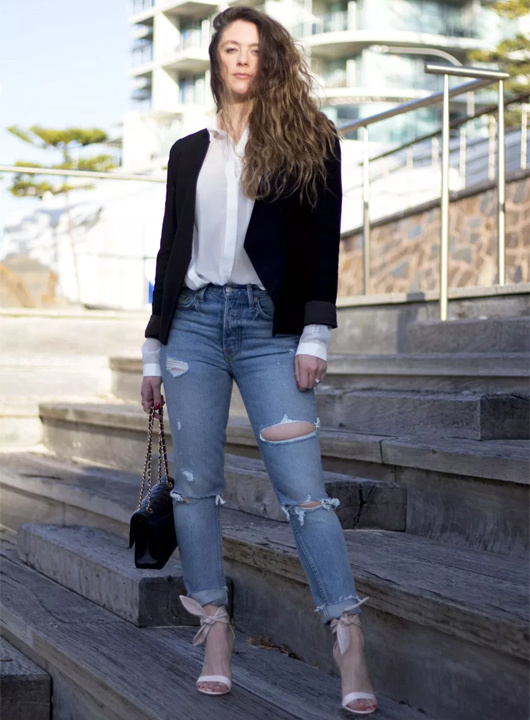 white shirt and jean outfit