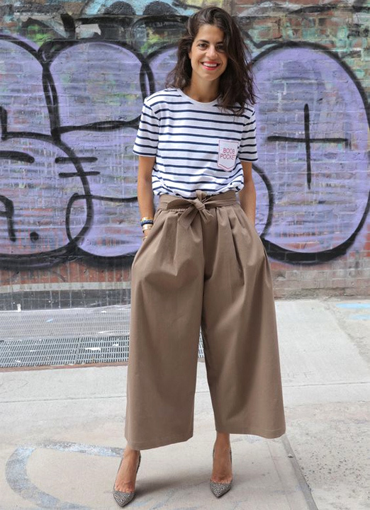 Beige palazzo shop pants outfit