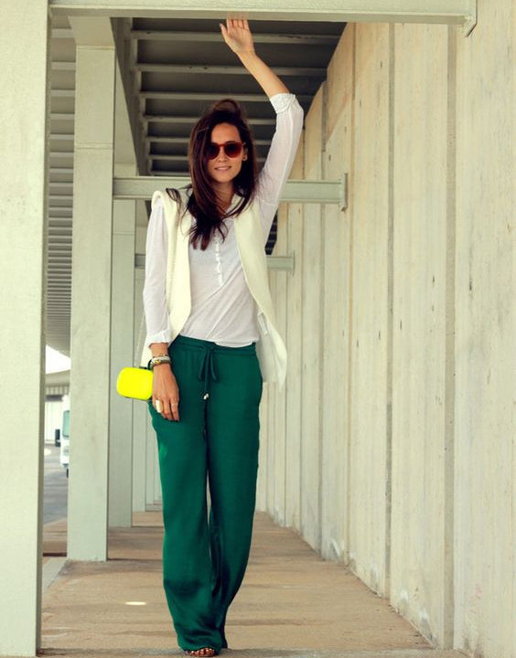 pista green palazzo pants