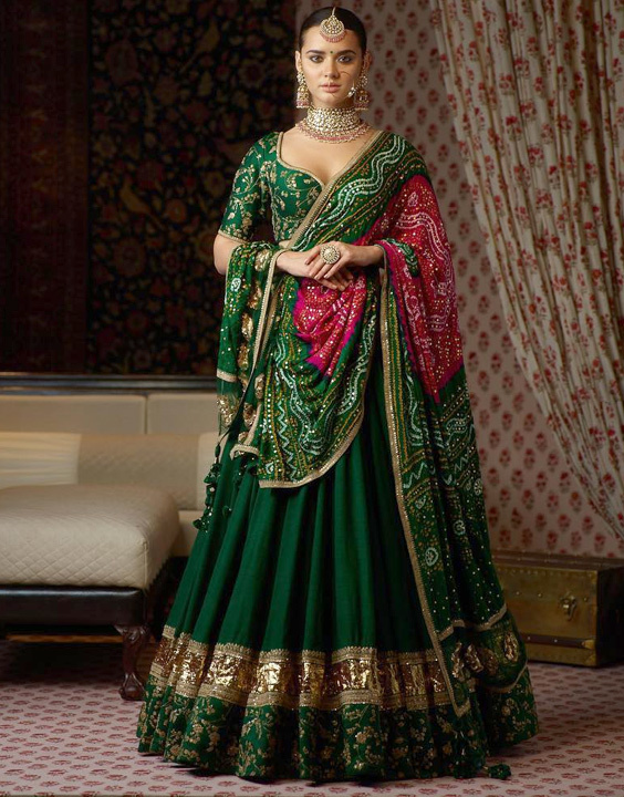 lehenga sabyasachi bandhani dupatta choli indian dresses wear silk saree night outfits traditional designer bridal styles pink bridesmaid bewakoof printed