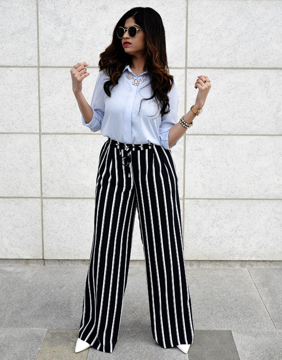 black and white palazzo pants with tops