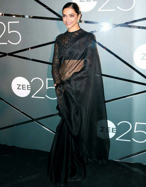 Deepika Padukone black saree