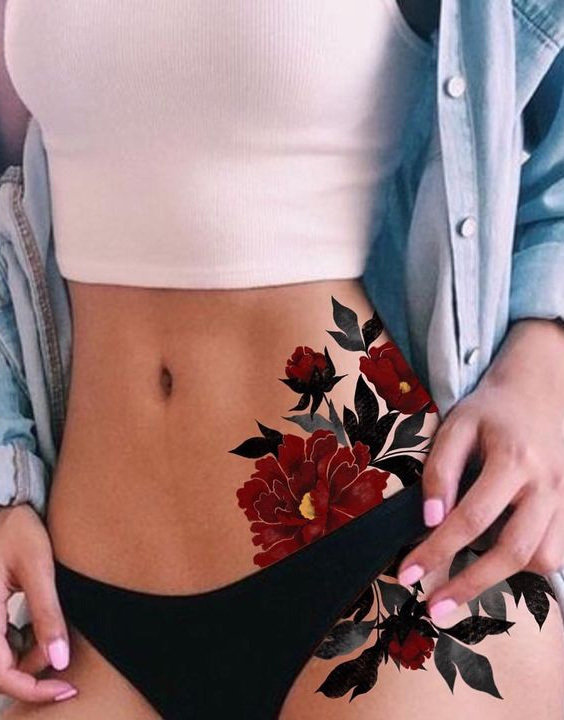 Amazoncom  Waist Tattoo Sticker Women Girls Temporary Tattoo Sticker  Waterproof Body Art Flower Pattern Fake Tattoo Sticker for Beach Party  420 x 60mmYT08  Beauty  Personal Care