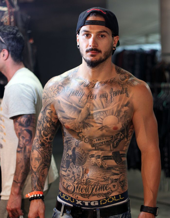 Male With Strength Respect And Loyalty Words Tattoo On Upper Chest  Chest  tattoo writing Loyalty tattoo Strength tattoo