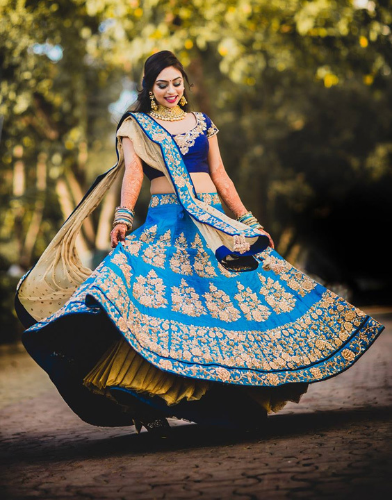 Navratri Special Art Silk Layered Lehenga in Black and Yellow : LRQ247